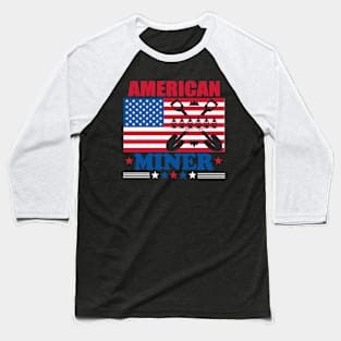 American Flag Miner Baseball T-Shirt